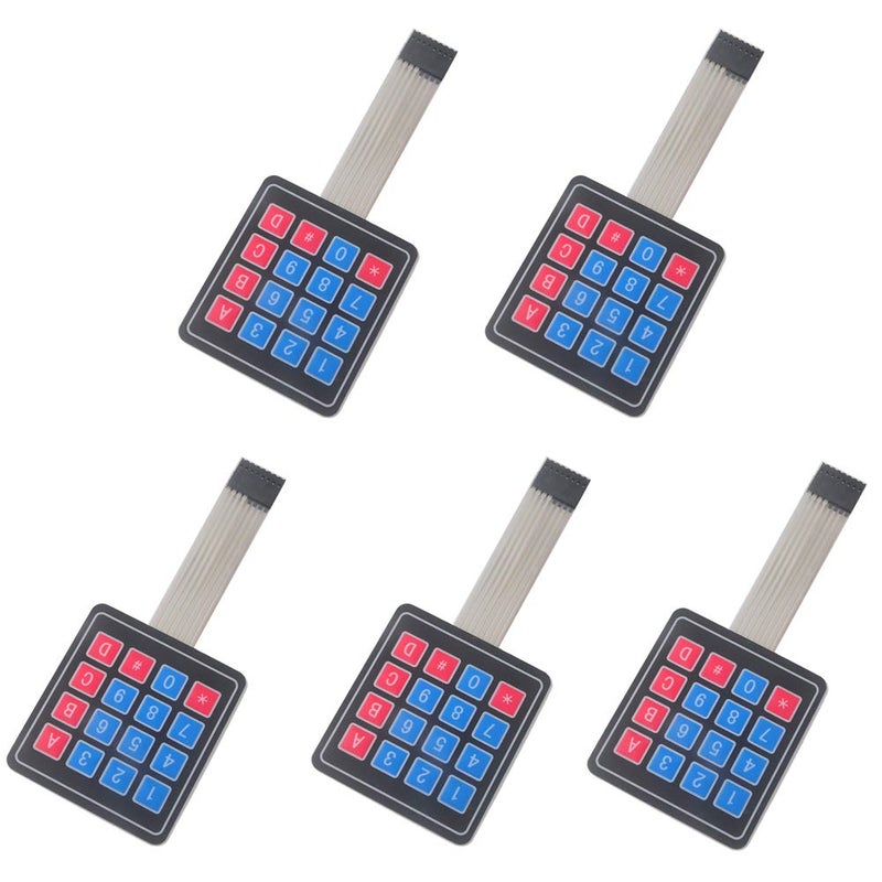 DIYmalls 4x4 Keypad 16 Key Matrix Array Membrane Switch 8pin Keyboard for Arduino ESP32 (Pack of 5) - Image 1